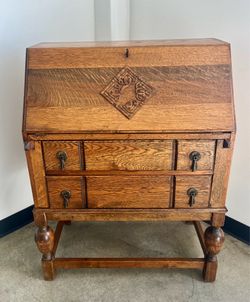1890s Oak drop front desk