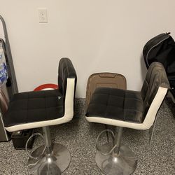 2 White and Black Bar Stools 