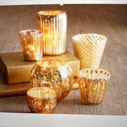 Electric Mercury Glass Votive Holders Set Of 6 Gold