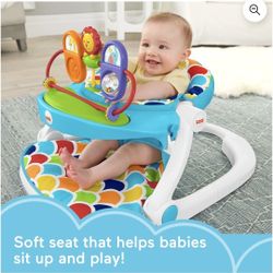Fisher-Price Deluxe Sit-Me-up Floor Seat Infant Chair with Feeding Tray and Toys, Happy Hills