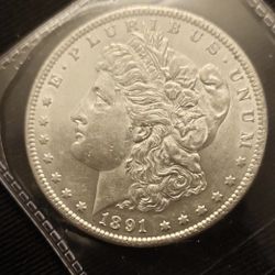 1891 S S Morgan Dollar Uncirculated Mint State 90% Silver