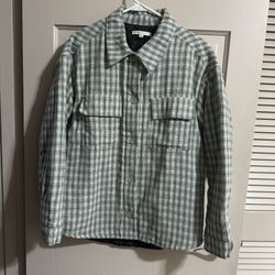 PacSun XS/S Quilted Lined Plaid Shacket Black Gray White Check Button Down Shirt