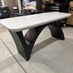 63 Inch Modern Dining Table , Desk . 2 inch Wooden piano lacquer Tabletop with Unique N-Shaped Metal Base