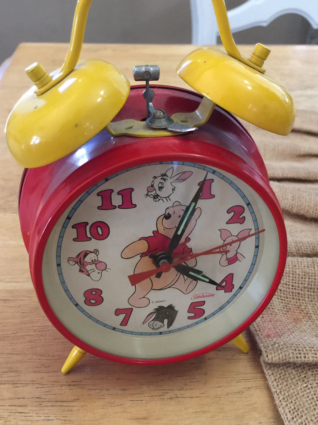 Disney Winnie The Pooh Alarm Clock Wind Up Metal Clock By Sunbeam