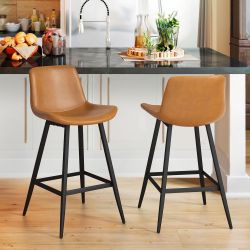 26 in.Whiskey Brown  Faux Leather Bar stool Set of 2