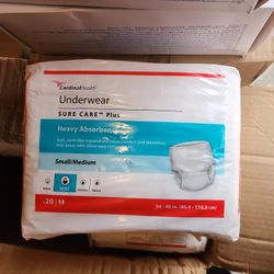 Cardinal Health Underwear Sure Care Plus Heavy Absorbency Small/medium 80 Count. New.