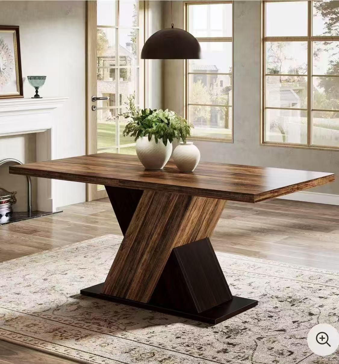 JW0890 55" Dining Table, Wood Kitchen Dinner Table for 4-6 No chairs included 