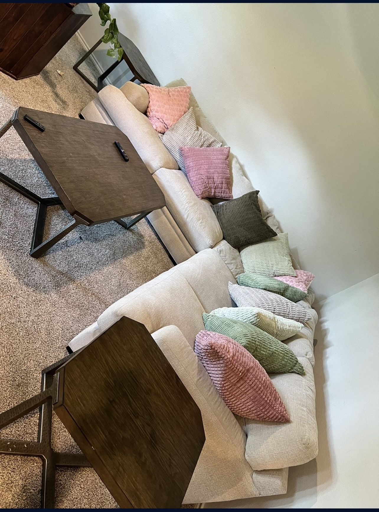 Sectional couch with tables