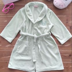 4T-5T FADED LIME GREEN MICRO-FLEECE BATHROBE 