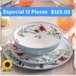 Vajilla De Melamina Nueva Línea 12 Piezas $120.00  Especial Princess House Ventas Finales 