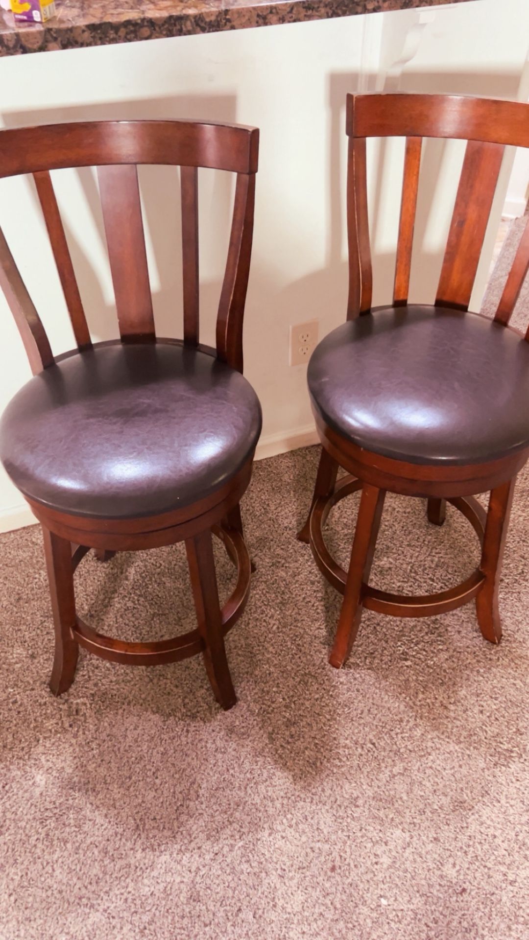 Brown Geniune Leather Top Barstools