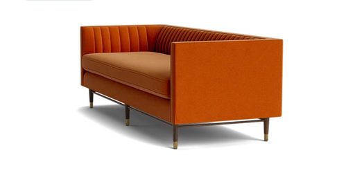 Orange Velvet Channel Tufted Sofa (Joybird)