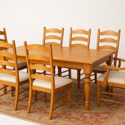 Solid Wood Dining Table + 8 Ladder-Back Chairs (Full Set!) 