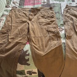 Two Pairs New Brown/ Tan Work Pants.. 36/30