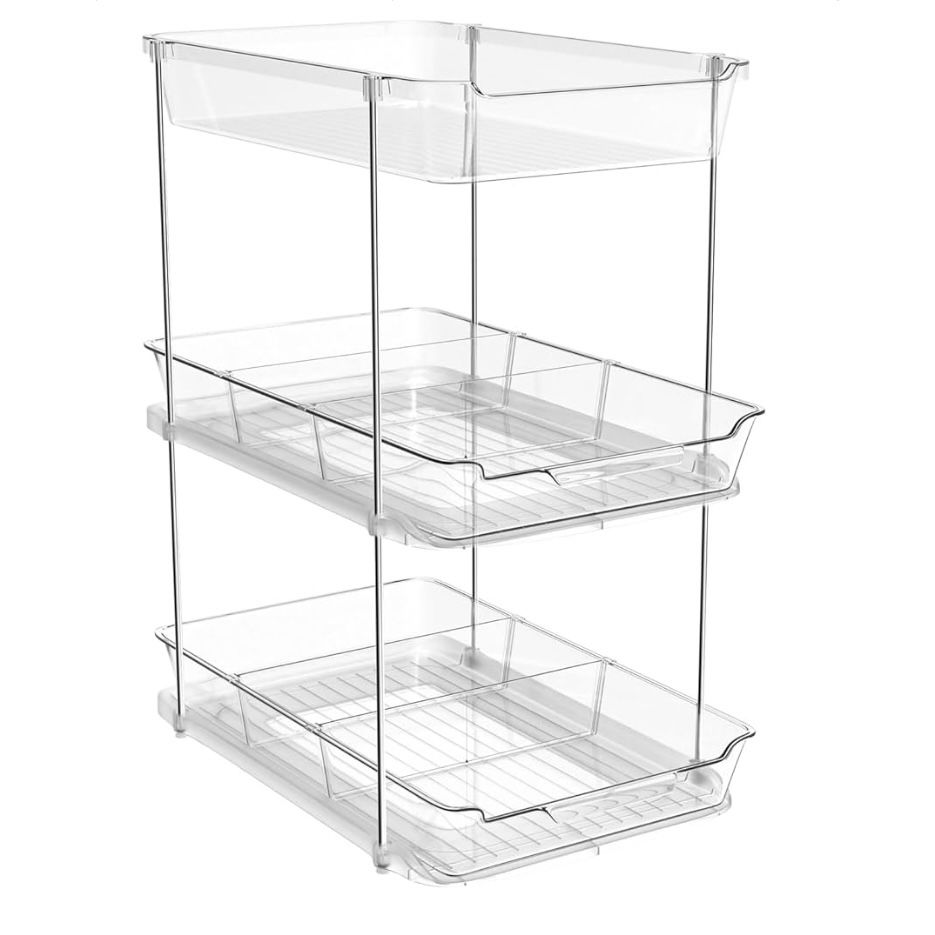 3-Tier Multi-purpose Transparent Plastic & Stainless Steel Organizer