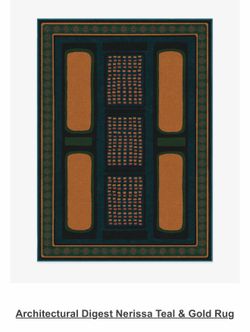 Architectural Digest Nerissa Teal & Gold Rug