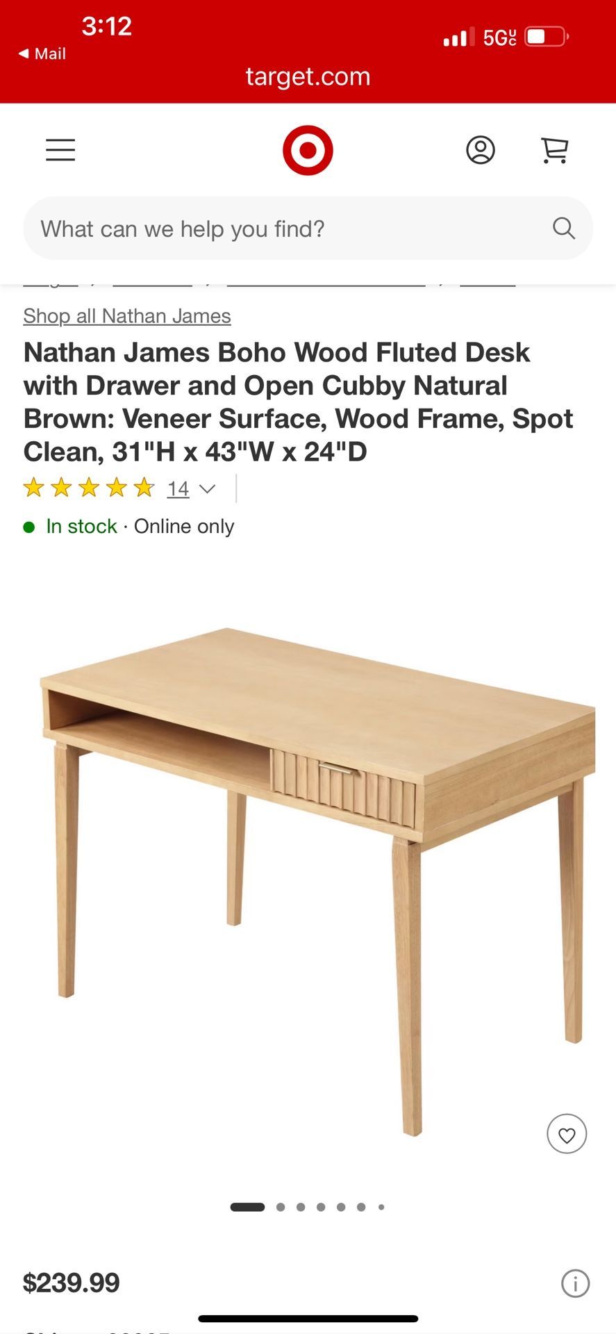 Boho Wood Desk With Drawer