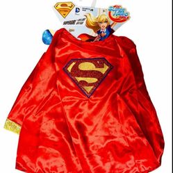 NWT GIRLS DC SUPER HERO SUPERGIRL CAPE & SKIRT COSTUME SET SIZE 4+
