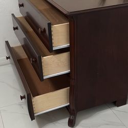 Dark Wood 3-Wide Drawer Dresser (40”Wide x 20” Deep x 33”Height)