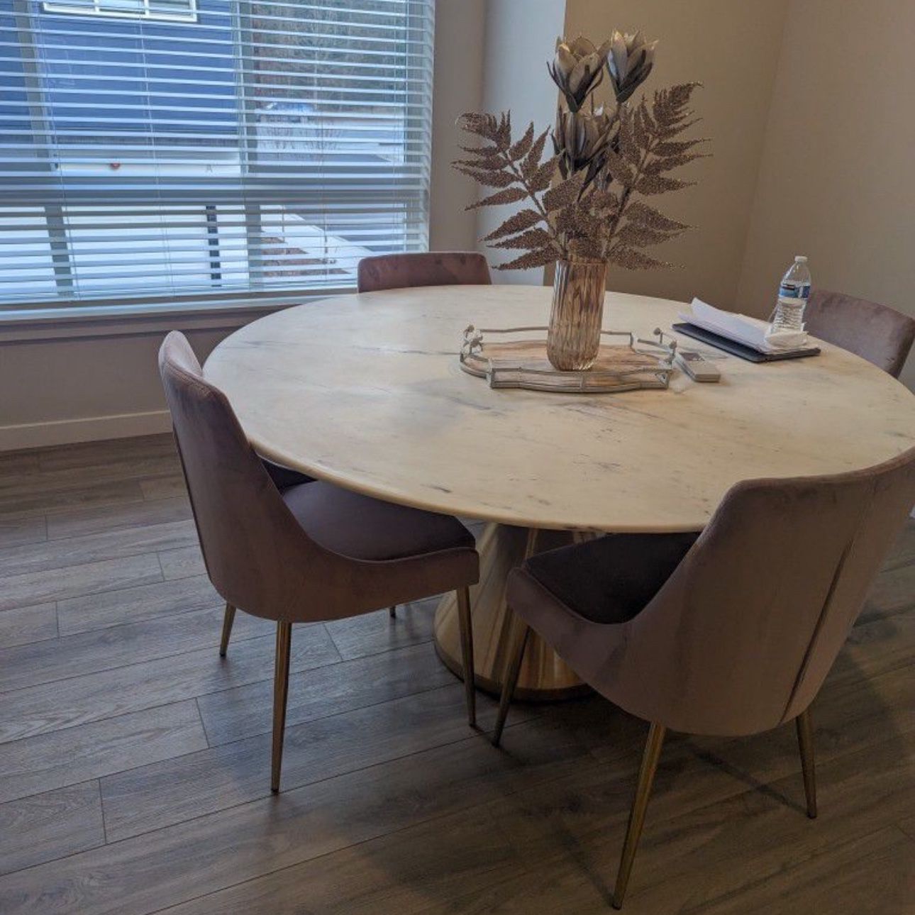 Marble Round Dining Table West Elm, Chairs Included