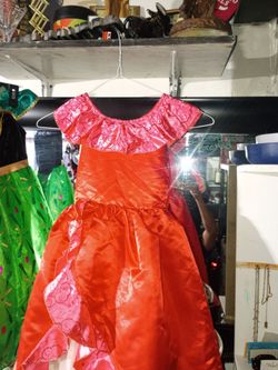 Girls Red Satin Princess Dress Costume