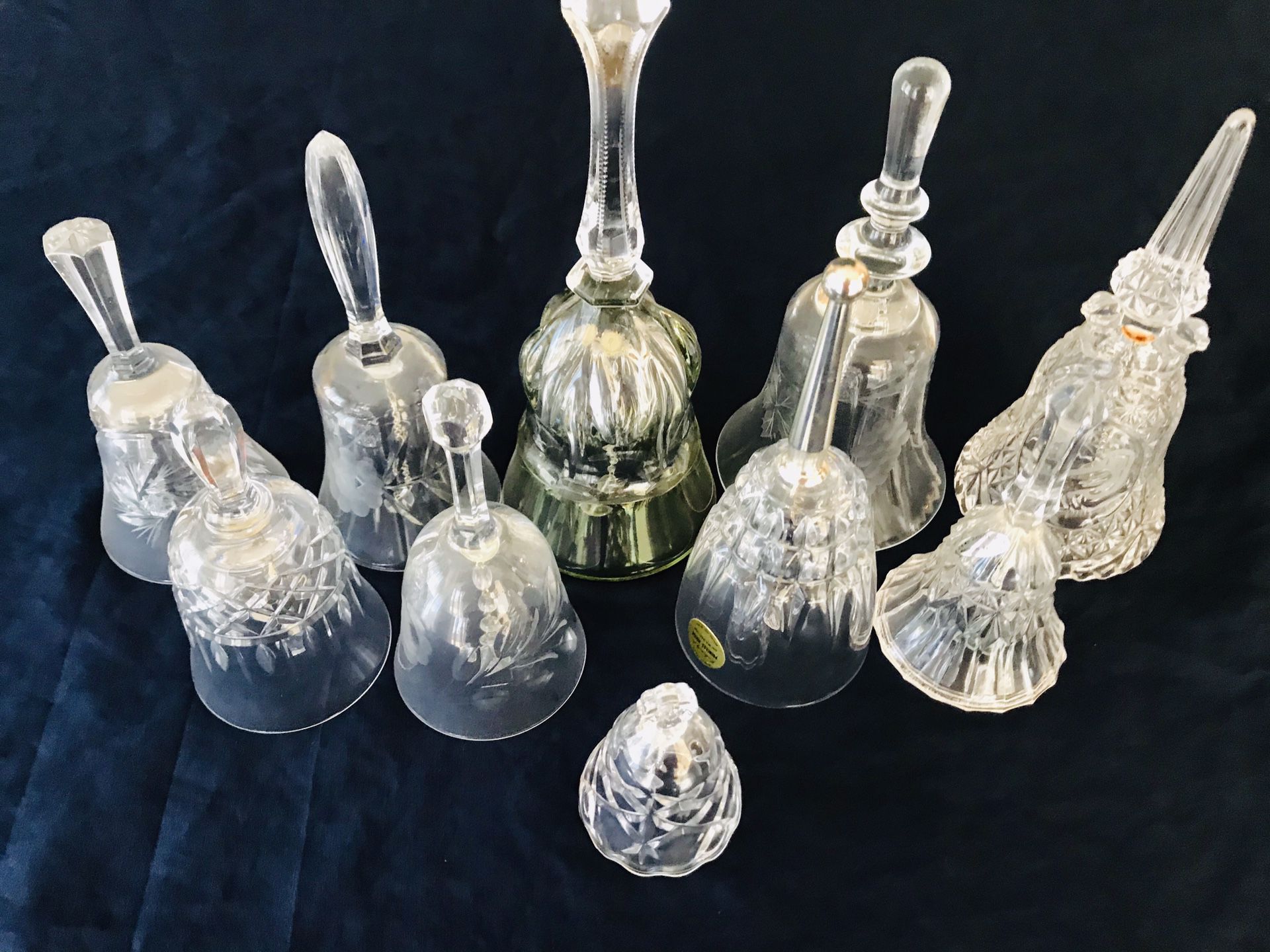 Collection of glass and crystal bells