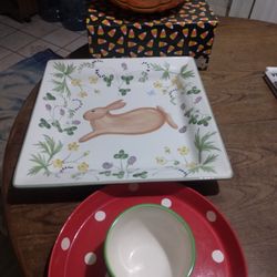 Holiday Ceremic Bowl And Plates