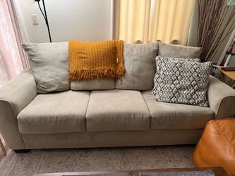 Beige 3-Seat Fabric Sofa