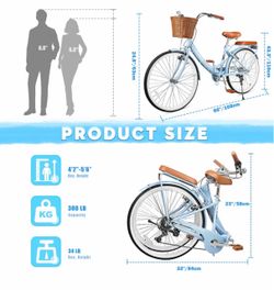 kaiwrxin 26 Inch Folding Beach Cruiser Bike
