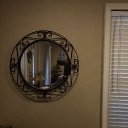 Iron Table With Glass And Matching Mirror