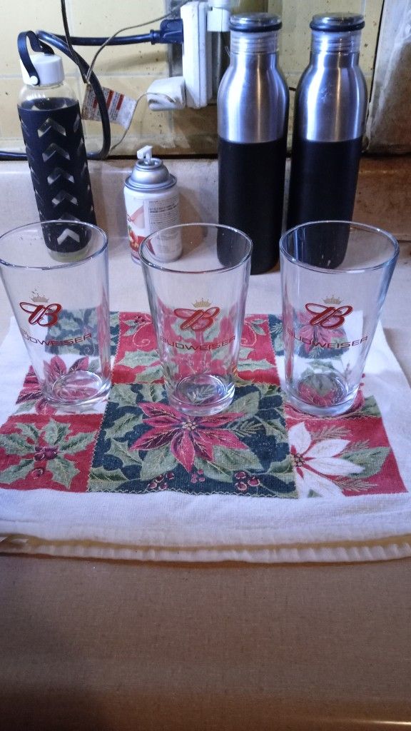 Three Budweiser Glasses 
