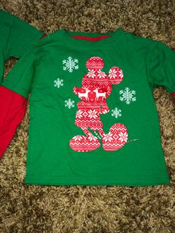 Christmas Disney Mickey Mouse matching shirts 3t/5t