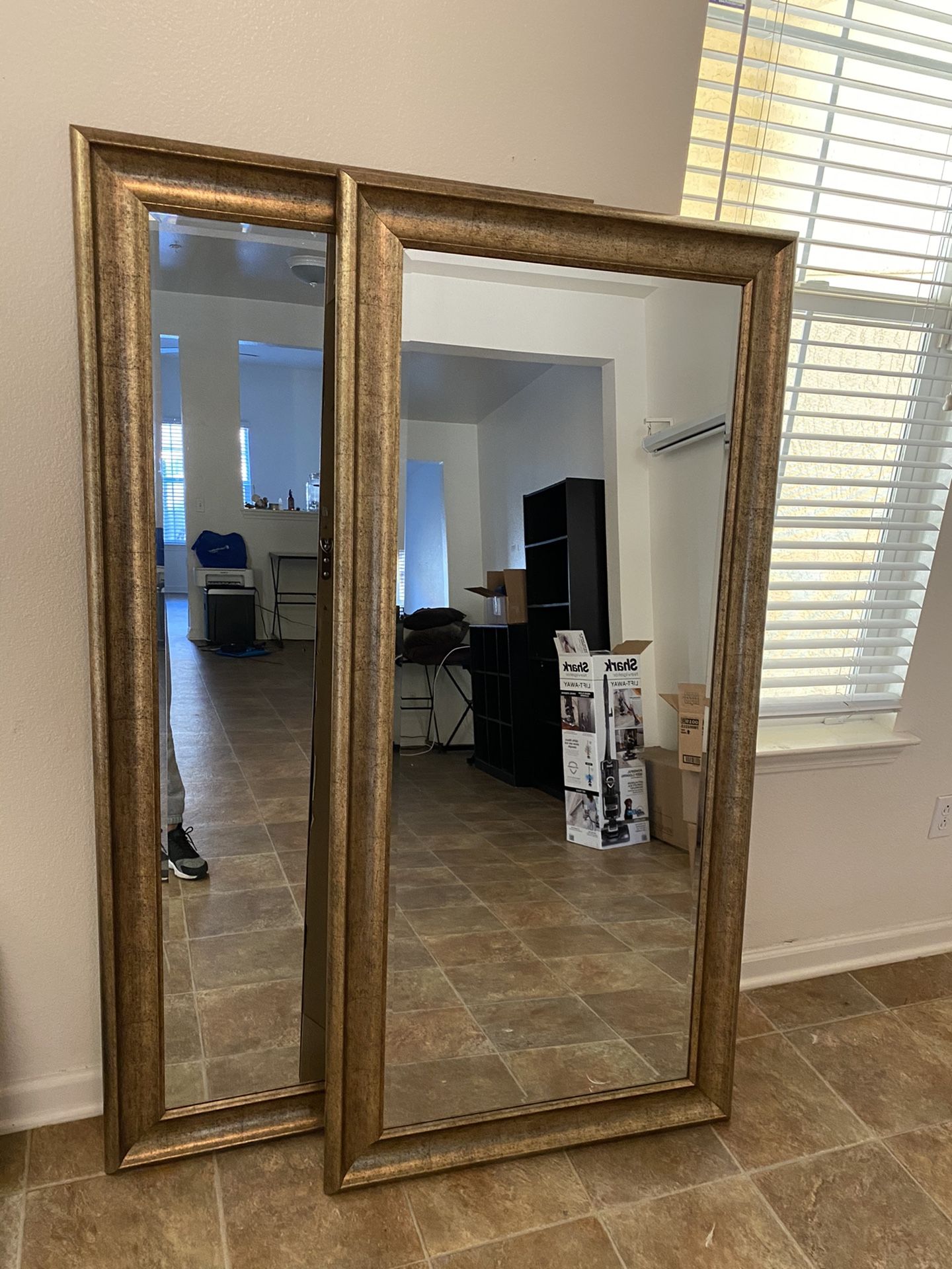 Two Gold Framed Mirrors