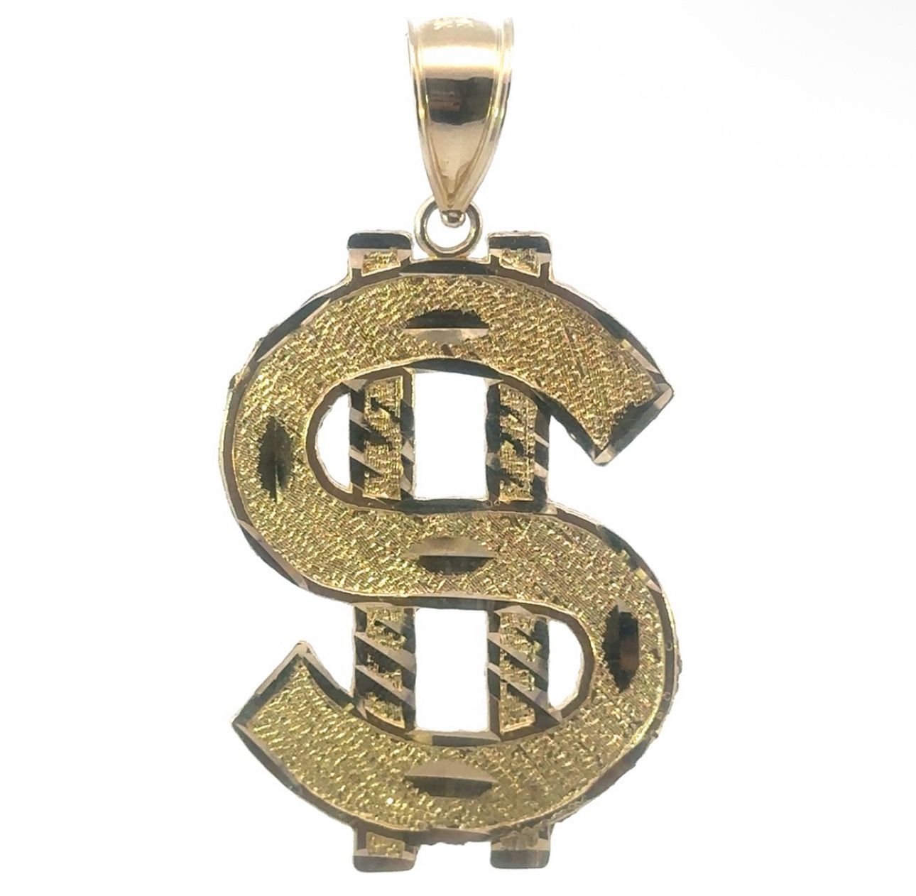 10k Yellow Gold Large Dollar Sign Pendant Charm Necklace GP3107415