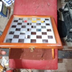 Wood And Glass Full Chess Set