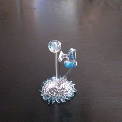 Vintage Small Handblown Glass Art Antique Telephone Figurine 