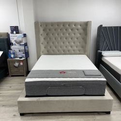 CHARMING BED FRAME, QUEEN, IVORY COLOR || SKU#CM7669