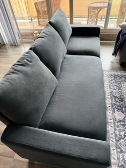 Dark Gray Fabric 3-Seater Sofa