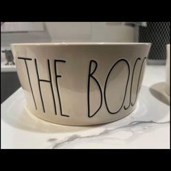 8 inch “The Boss” Rae Dunn Ceramic Dog Bowl. 