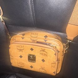 MCM aren crossbody bag in cognac -purse