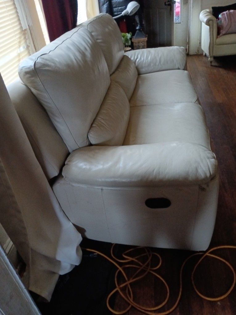 Leather White Couch 