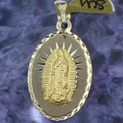 $475 Double Sided Religious Virgin Mary And Sacred Heart Of Jesus Charm Pendant 