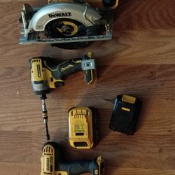 DeWalt 20volt Tools Set  Drill, Saw , And An Impact Driver Battery And Charger Also. 