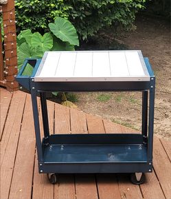 Metal Rolling Utility Cart with Tile Top