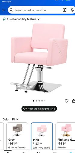 Artist hand Pink Salon Chair for Hair Stylist with Back Cover, Hydraulic Hair Chair 360 Swivel Barber Chair, Beauty Salon Equipment for Hair Stylist W