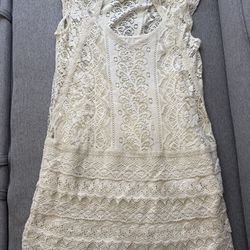 American Eagle Lace Dress Boho Cream Sleeveless Festival Size L NWT