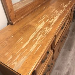Light Brown Dresser with Mirror 