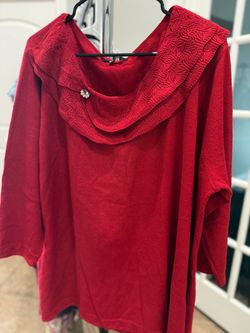 Briggs Red Embellished Top Size 3X