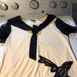 Unique Ladies Blouse Sheer Sleeves