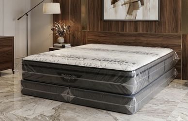 Brand NEW King Size Pillowtop Mattress + Free Box Spring As A Gift 🎁